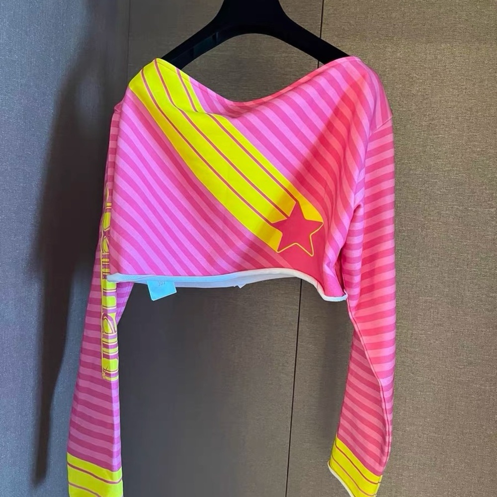 Authentic Balmain Pink and Yellow Long Sleeve Tee - Picture 2 of 8